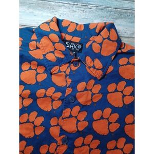 SAX Men's Size Large Short Sleeve Button-Down NCAA ACC Clemson Tigers Football